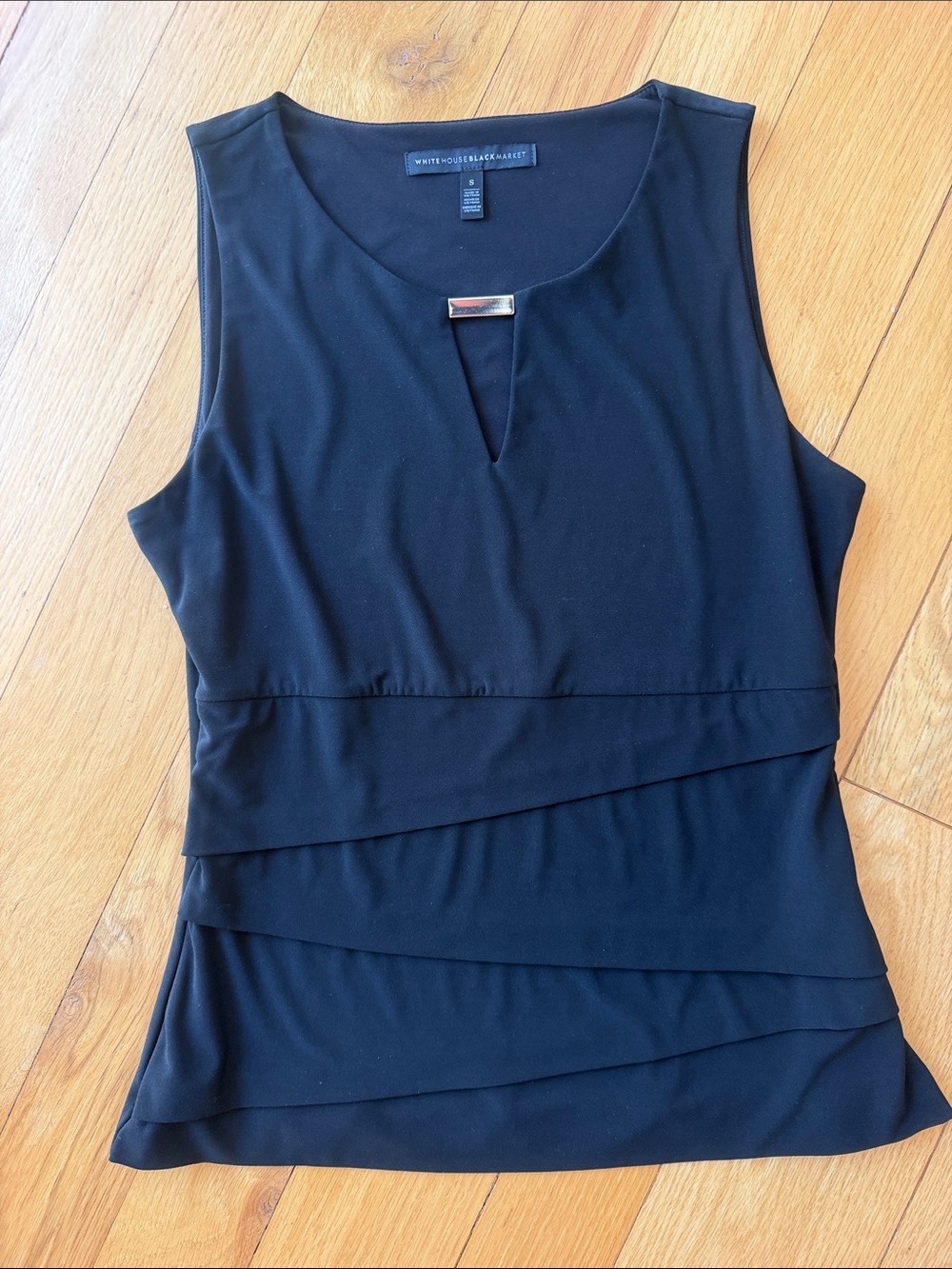 White House Black Market Black Layered Sleeveless Top Size Small - C69-041